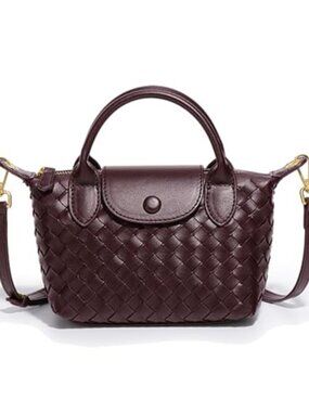 🆕 Woven Women Bag Fashion Clutch Crossbody Bag Leather Handbag Three Sizes